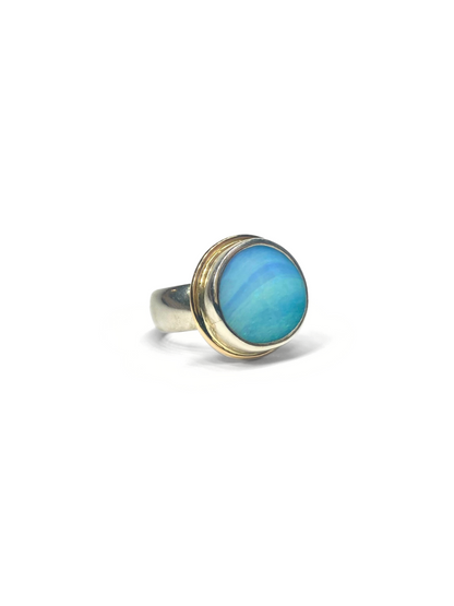 Aqua Splash Opal Silver and Gold Ring