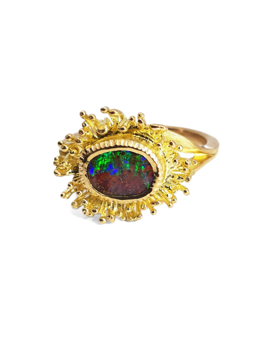 Aurora Fringe Gold Opal Ring