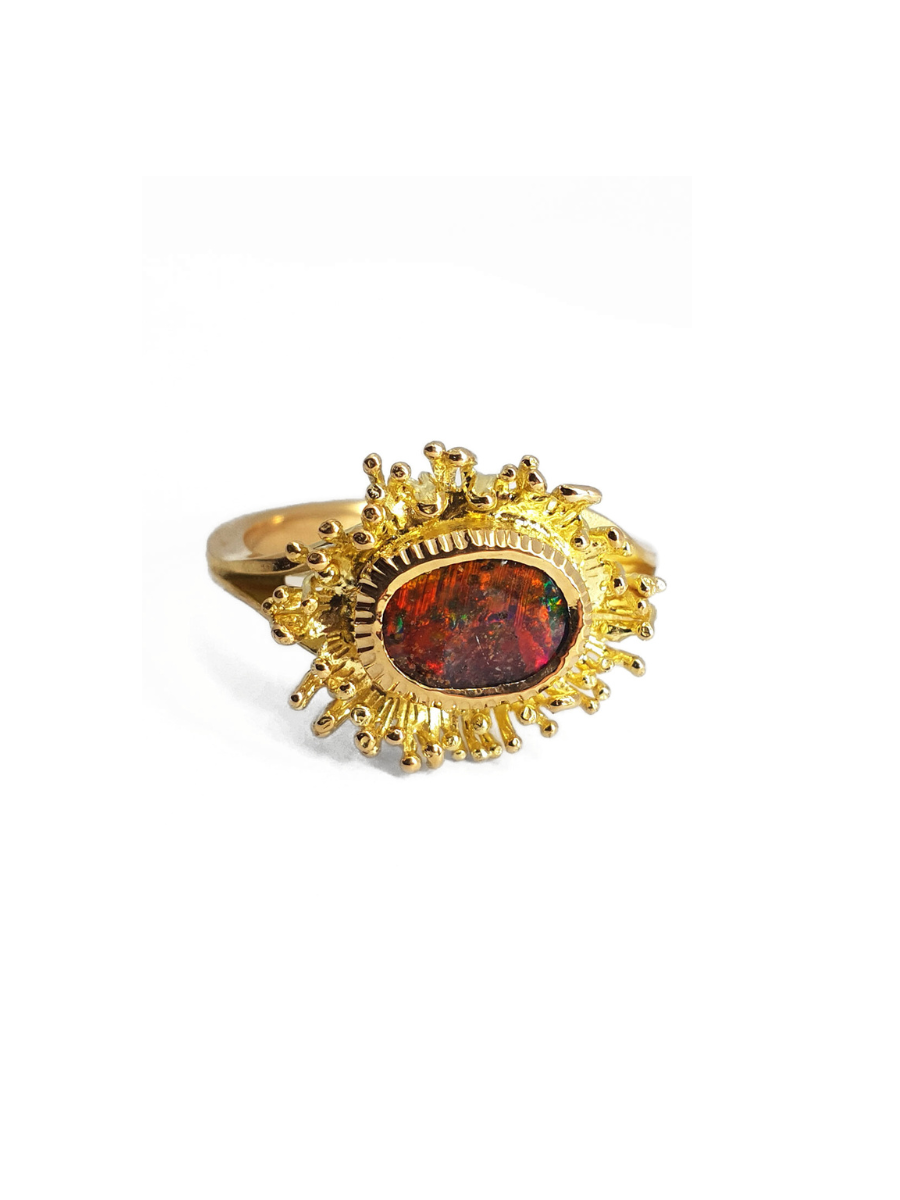 Aurora Fringe Gold Opal Ring