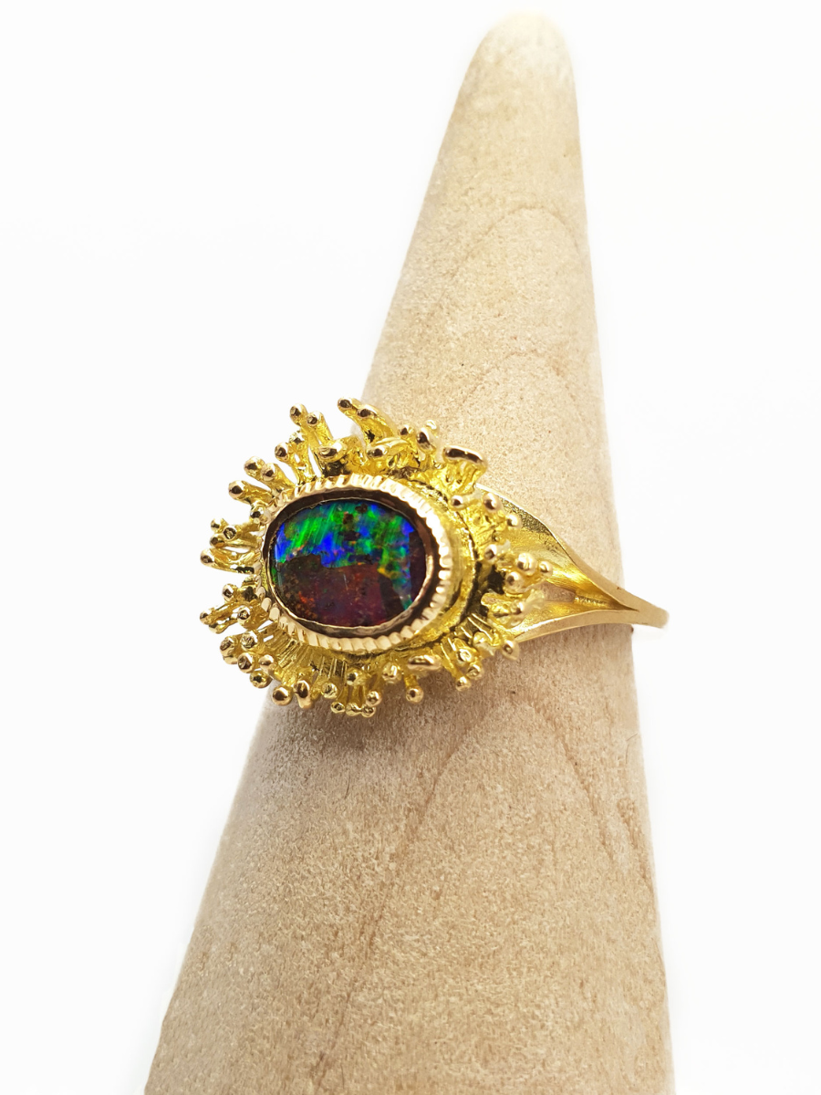 Aurora Fringe Gold Opal Ring