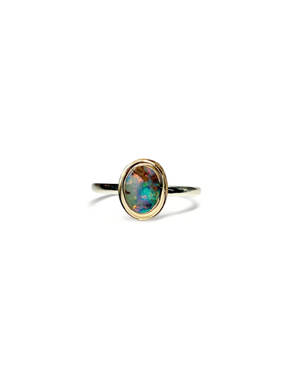 Blue Mini Galaxy Ring Yellow Gold and Silver