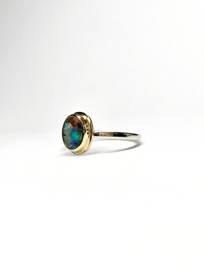 Blue Mini Galaxy Ring Yellow Gold and Silver