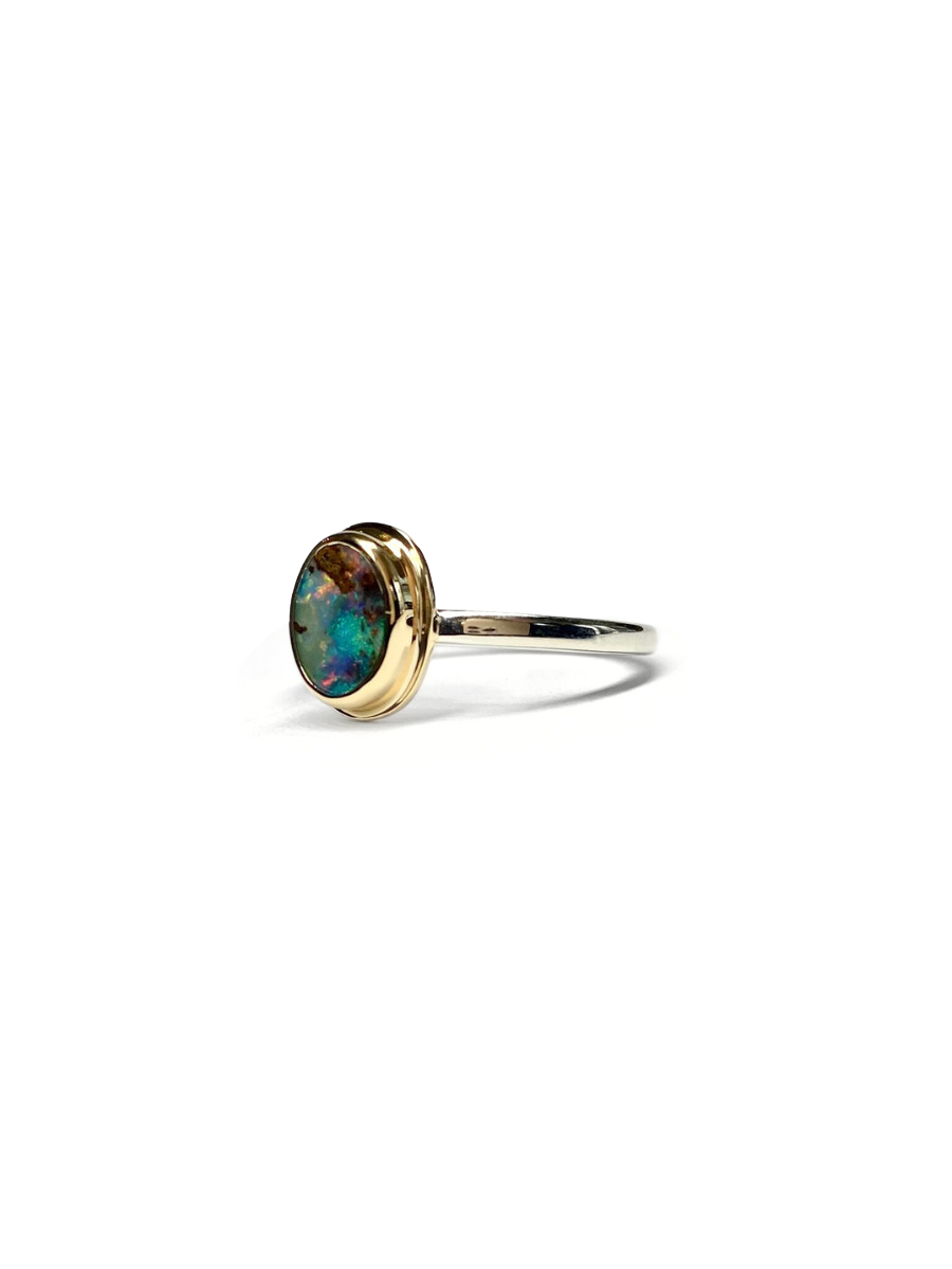 Blue Mini Galaxy Ring Yellow Gold and Silver