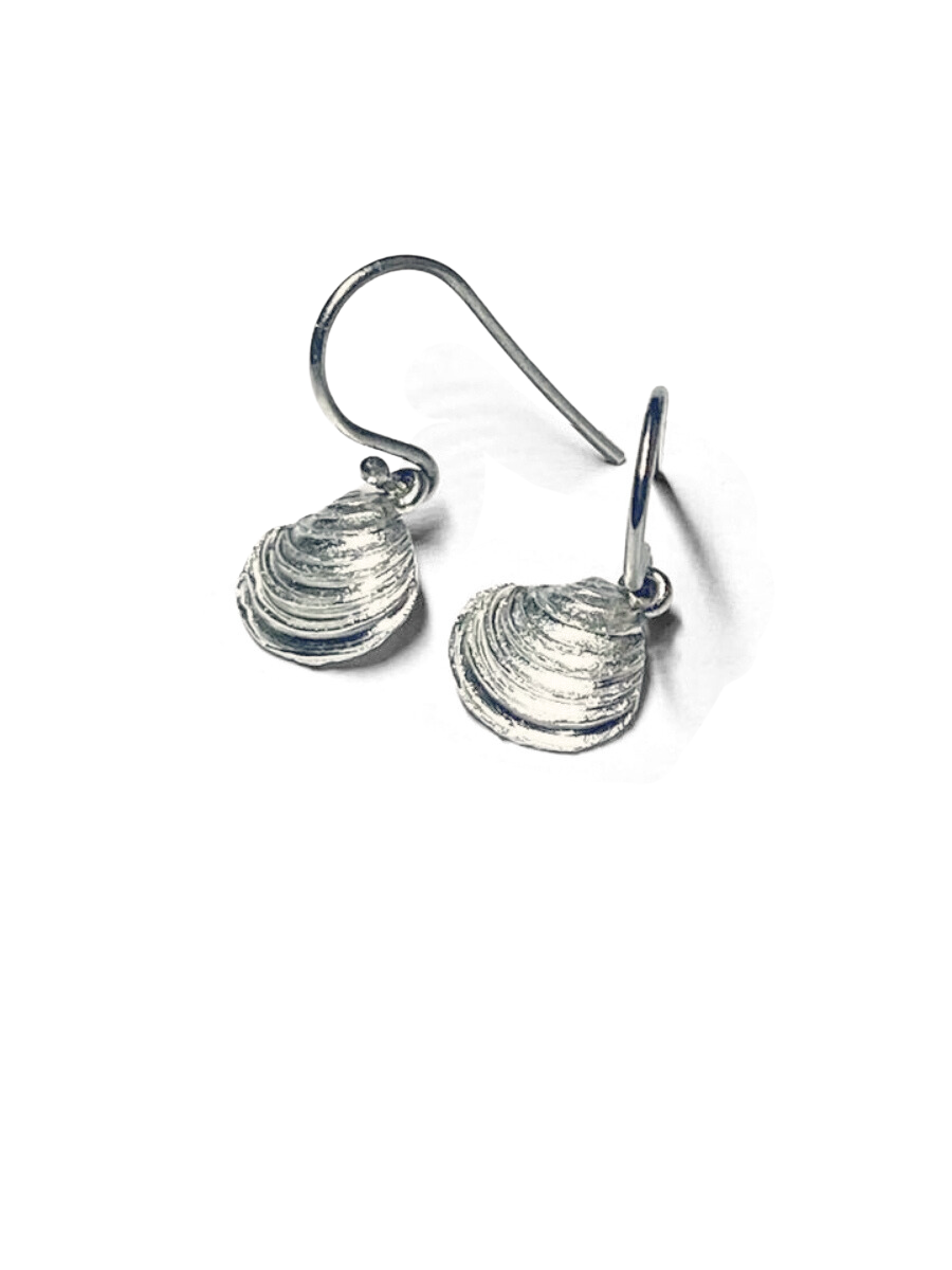 Coastal Silver Shell Drop Earrings Small