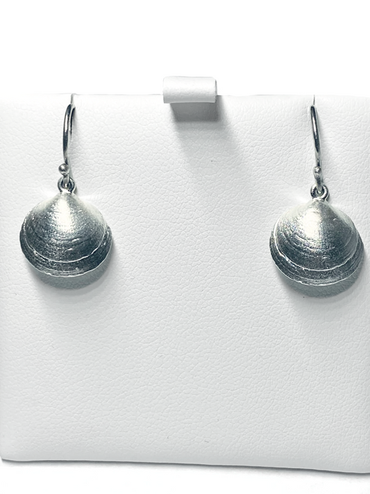 Coastal Weathered Silver Shell Drop Earrings