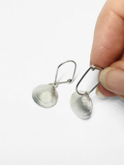 Coastal Weathered Silver Shell Earrings