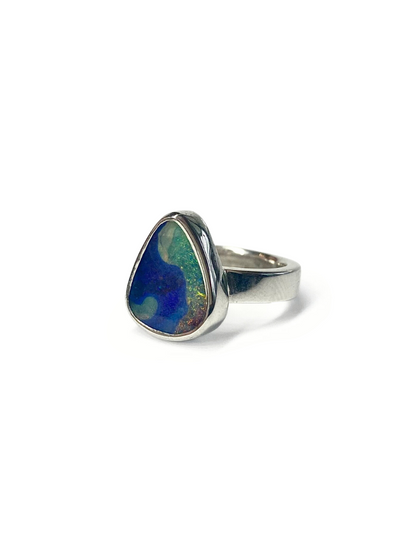 Cosmic Swirl Opal and Silver Ring