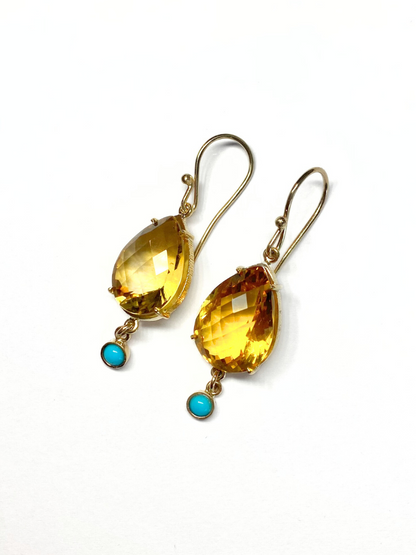 Desert Spring Citrine and Turquoise Earrings