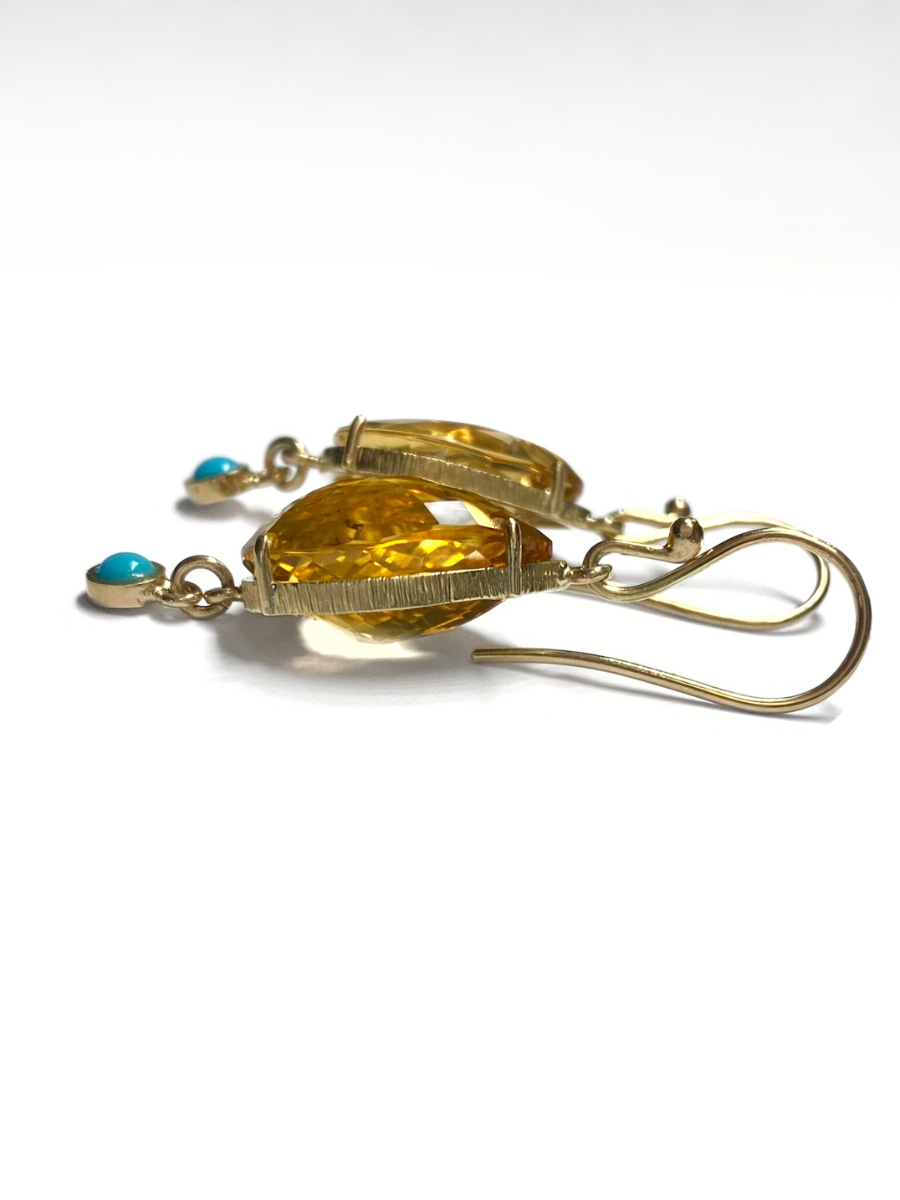 Desert Spring Citrine and Turquoise Earrings