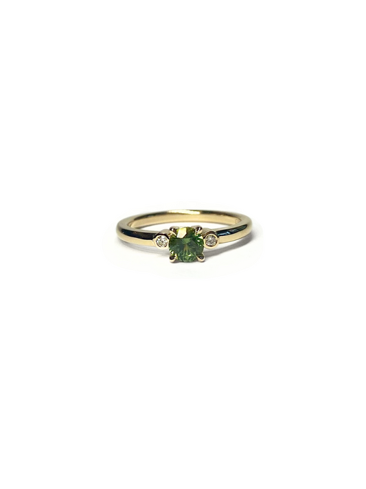 Green Fern Sapphire and Diamond Ring