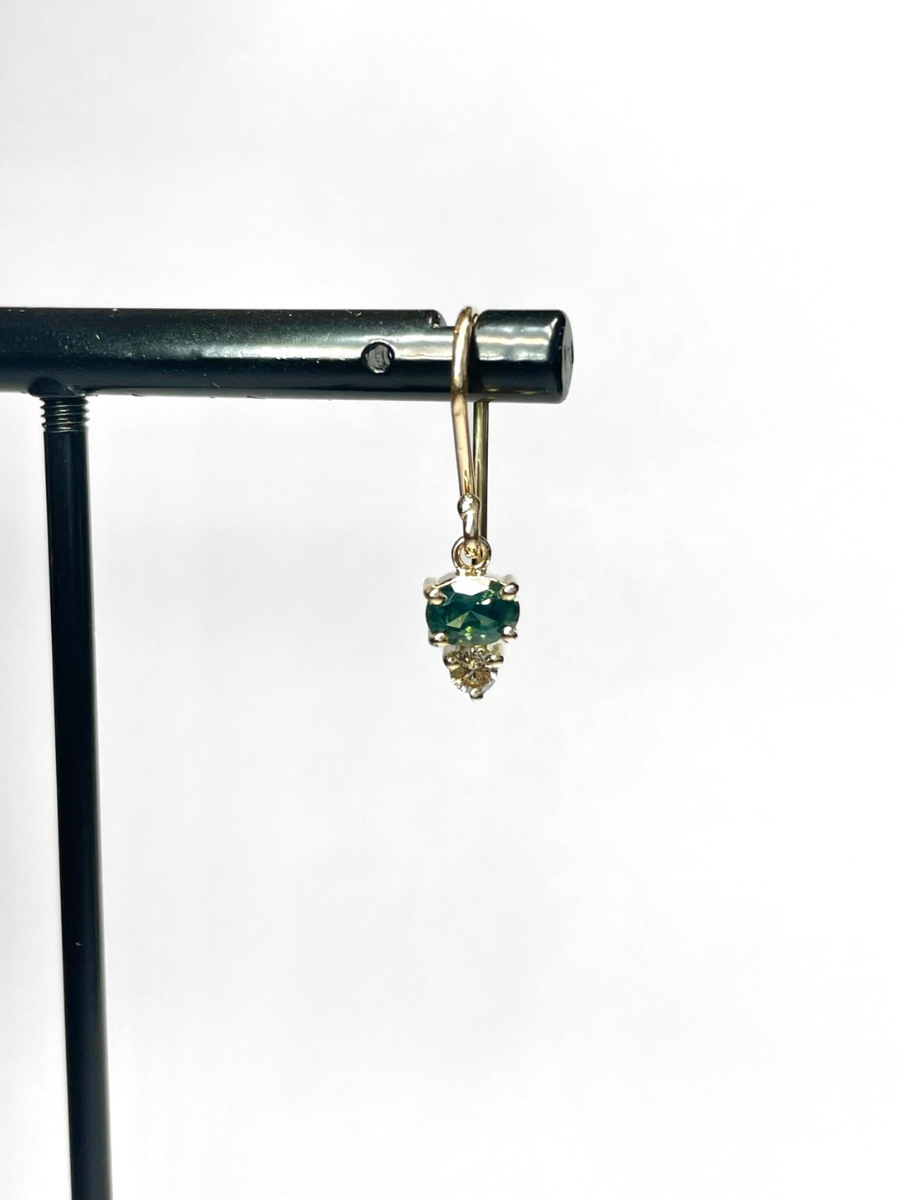 Green Lagoon Sapphire and Diamond Earrings