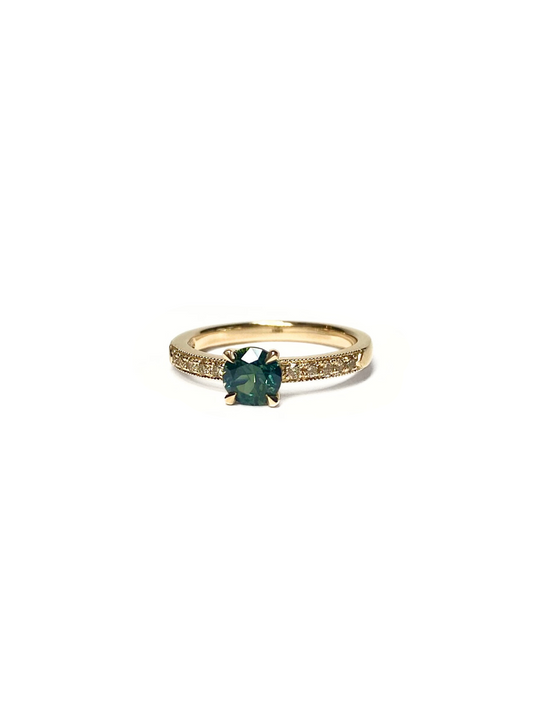 Hunter Green Sapphire and Diamond Ring