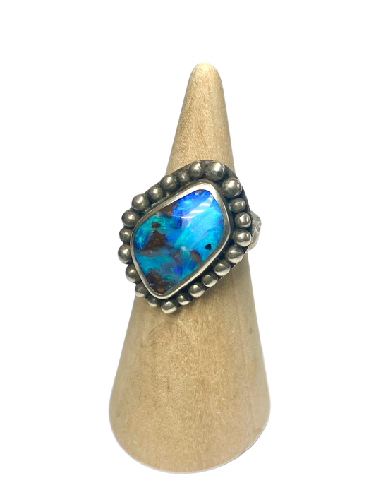 In the Sky Blue Queensland Boulder Opal Silver Ring