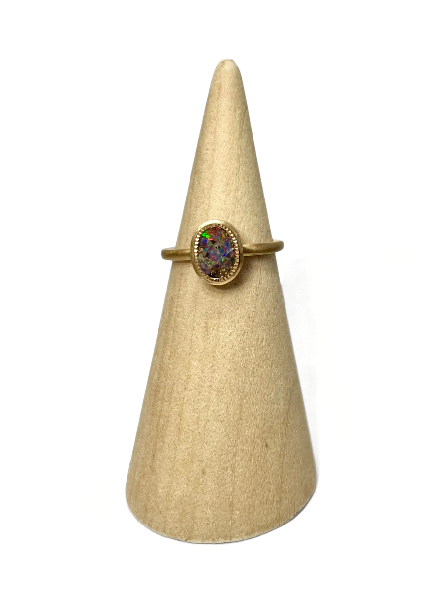 Moon Dust Rainbow Gold Opal Ring