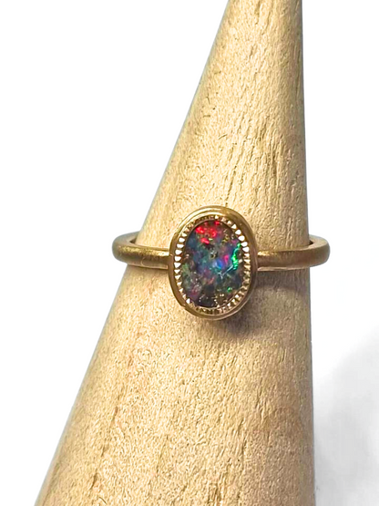 Moon Dust Rainbow Gold Opal Ring