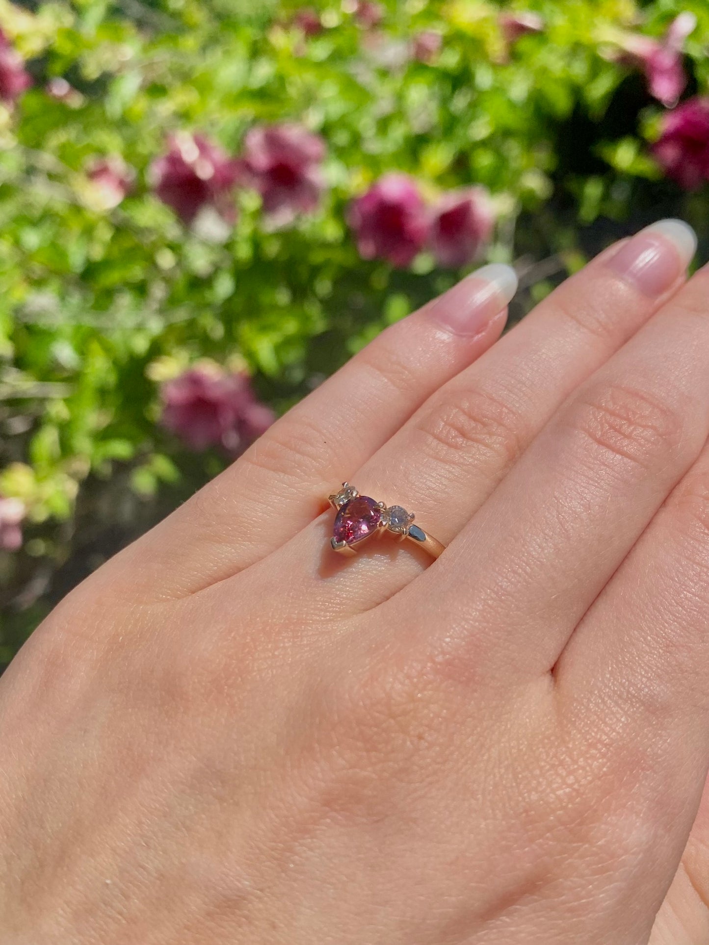 Musky Pink Spinel and Diamond Ring