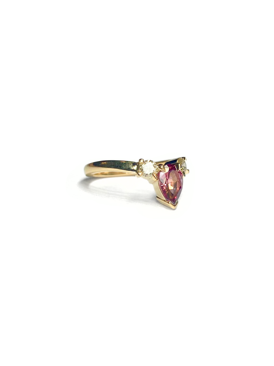 Musky Pink Spinel and Diamond Ring