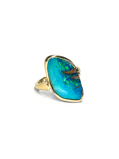 Mystic Waves Opal and Gold Ring