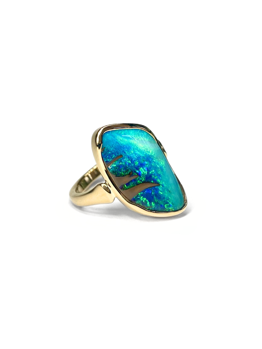 Mystic Waves Opal and Gold Ring