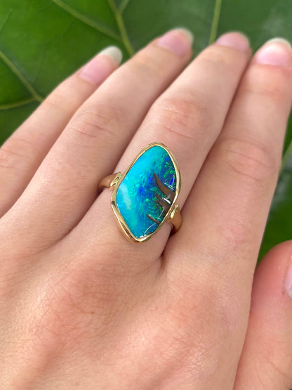 Mystic Waves Opal and Gold Ring