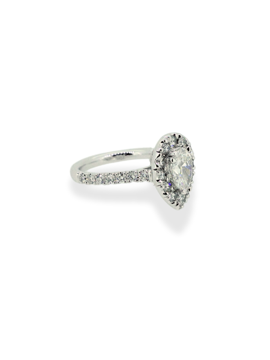 Pear Diamond with Diamond Halo Design