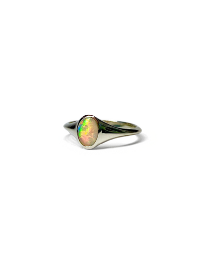 Rainbow Glow Opal and White Gold Ring