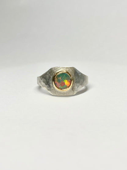 Rainbow Opal Signet Ring