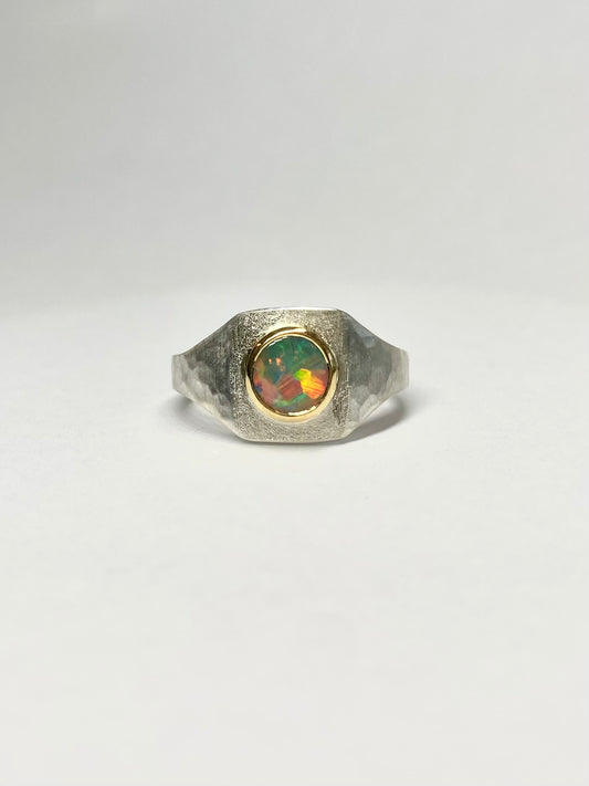 Rainbow Opal Signet Ring
