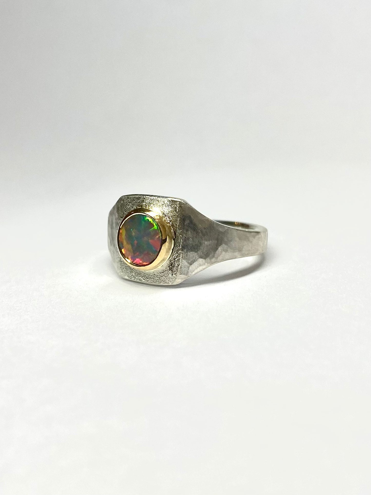 Rainbow Opal Signet Ring