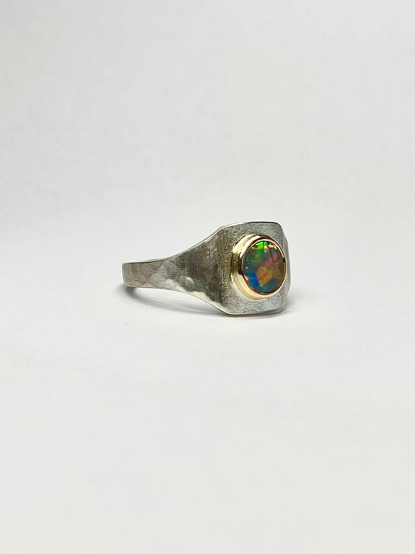 Rainbow Opal Signet Ring