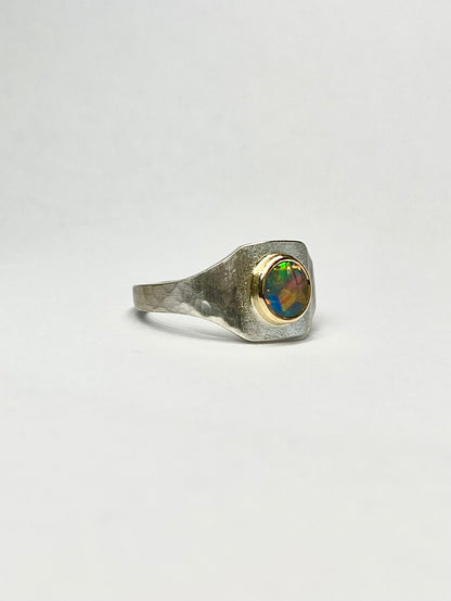 Rainbow Opal Signet Ring