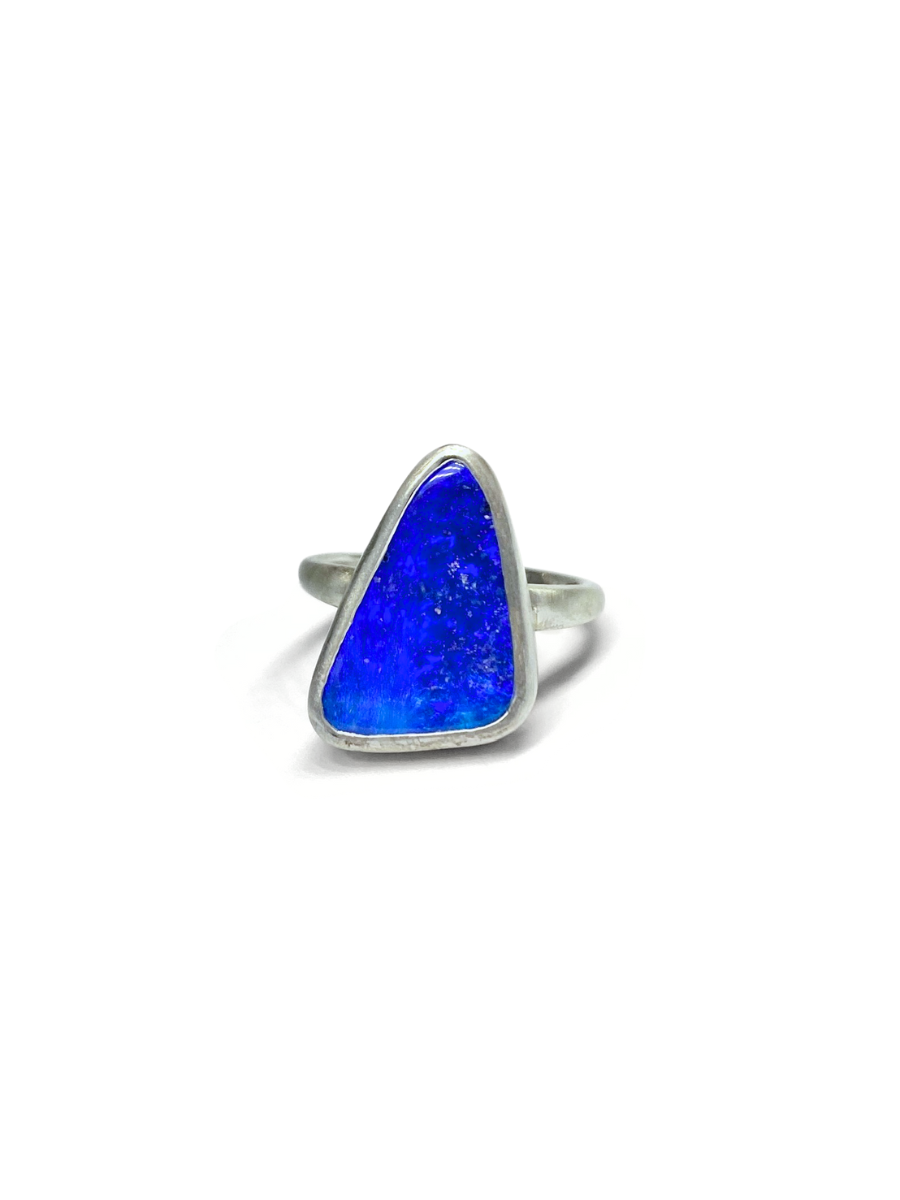 Rich Blue Opal Ring in Silver