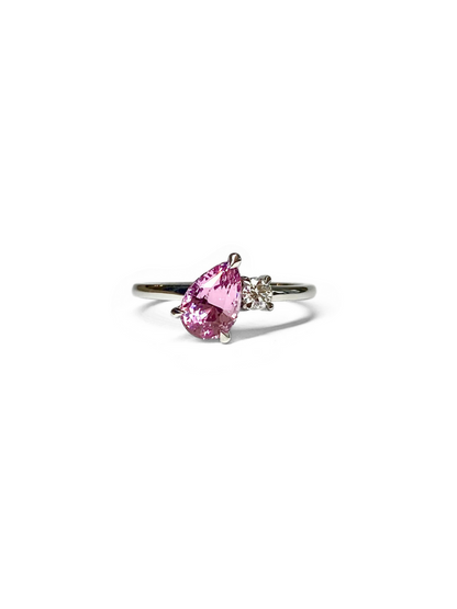 Rose Bud Sapphire and Diamond White Gold Ring