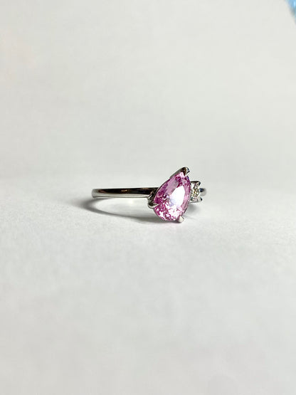 Rose Bud Sapphire and Diamond White Gold Ring