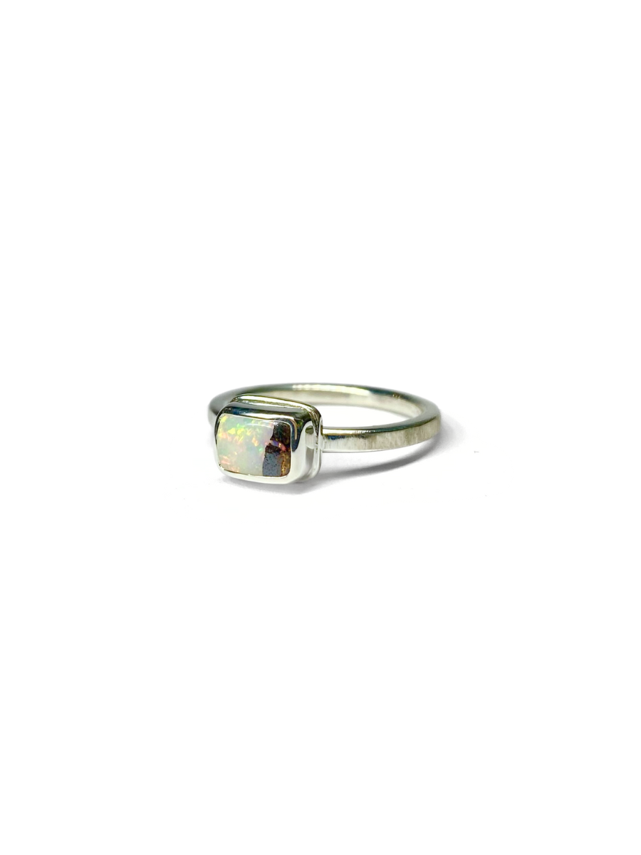 Snowflake Opal and Silver Ring