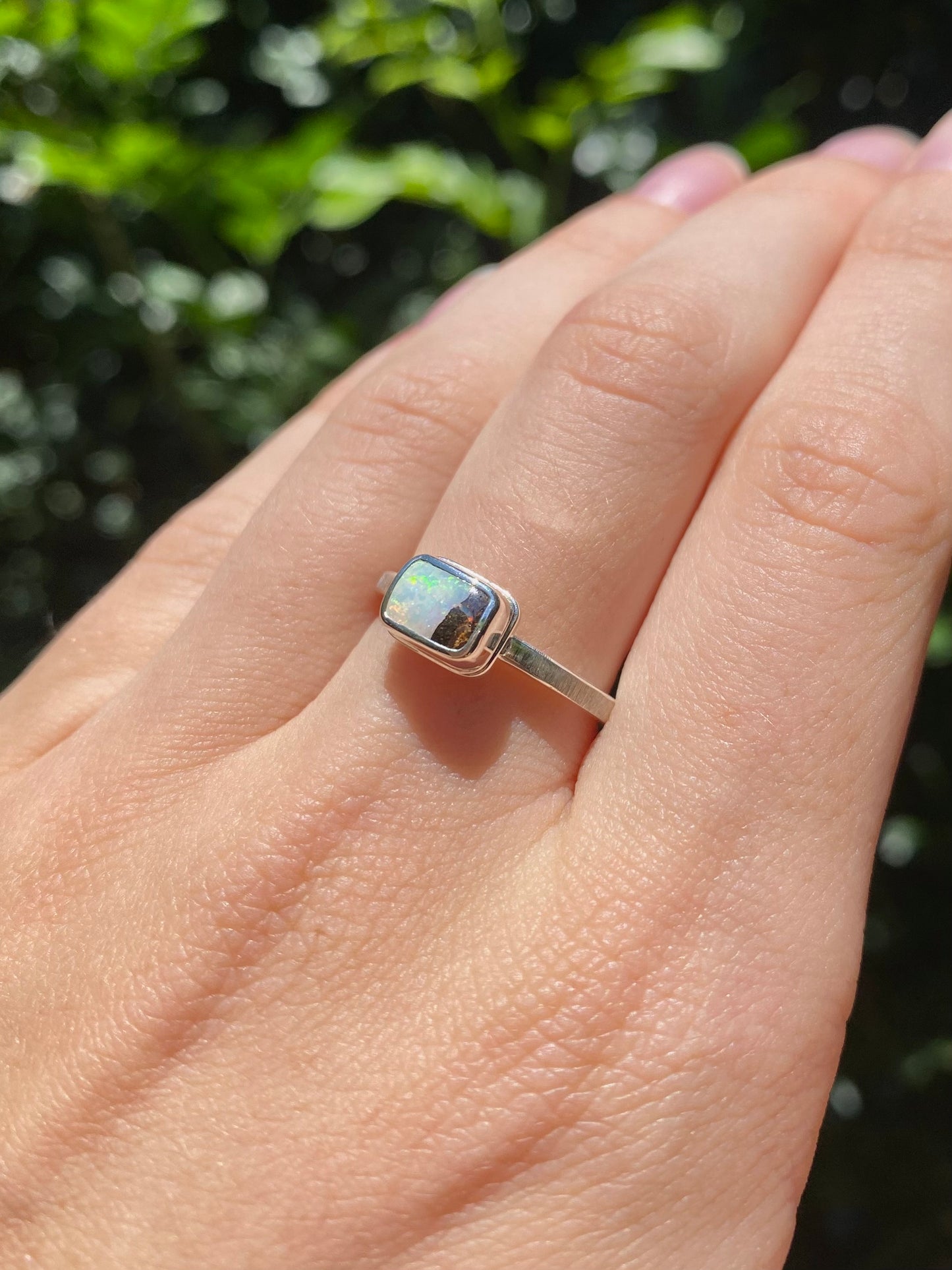 Snowflake Opal and Silver Ring