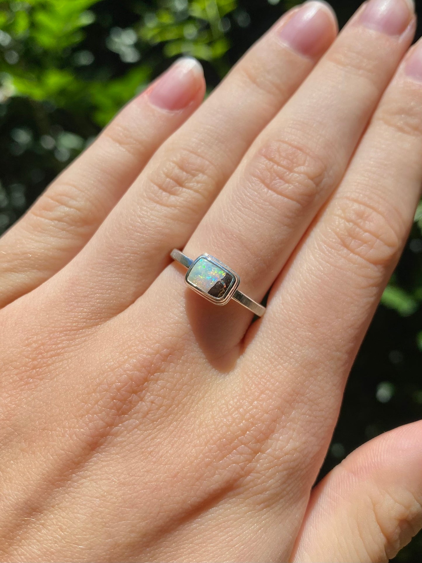 Snowflake Opal and Silver Ring