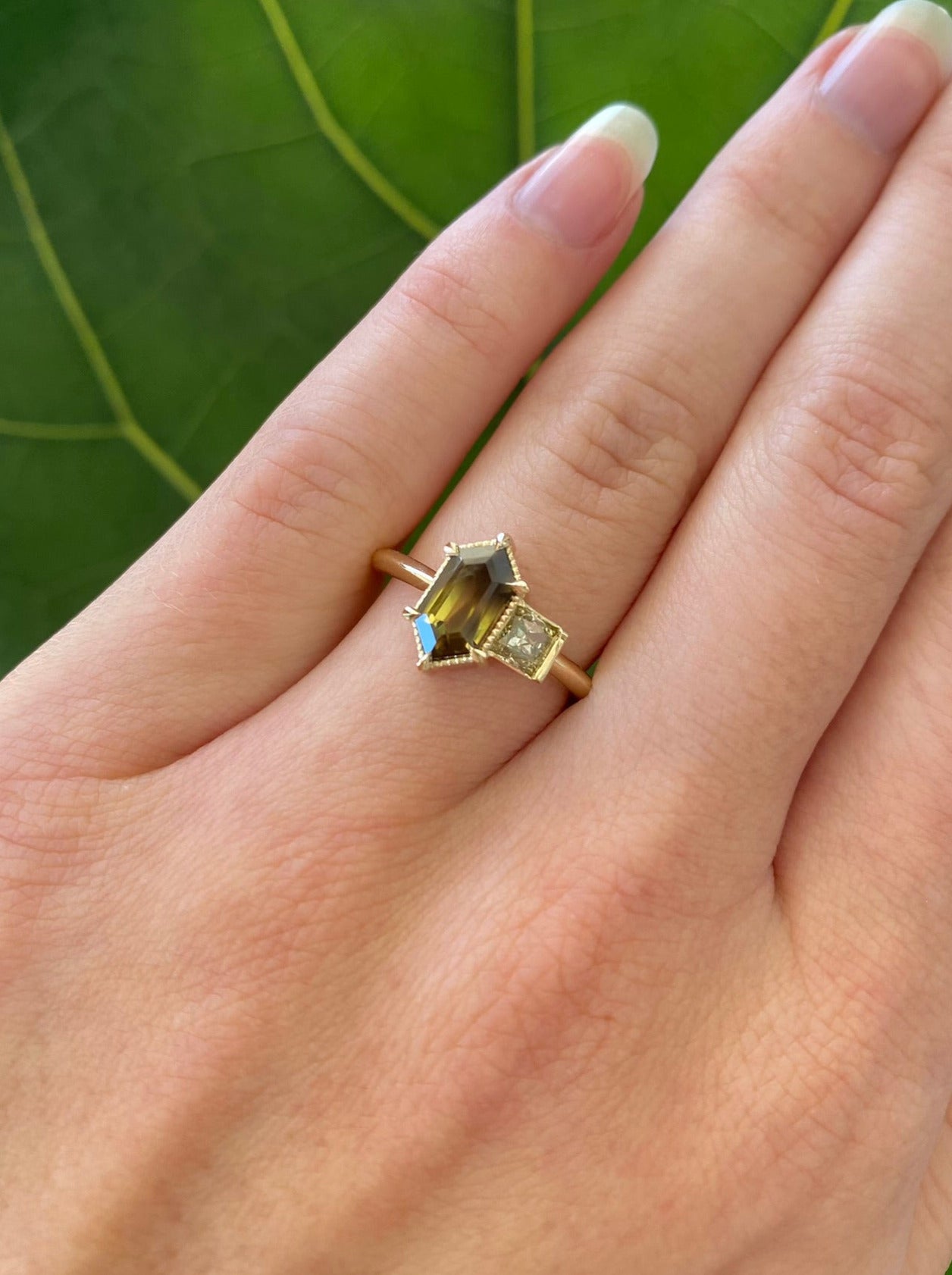 Sunlit Meadow Sapphire and Diamond Gold Ring