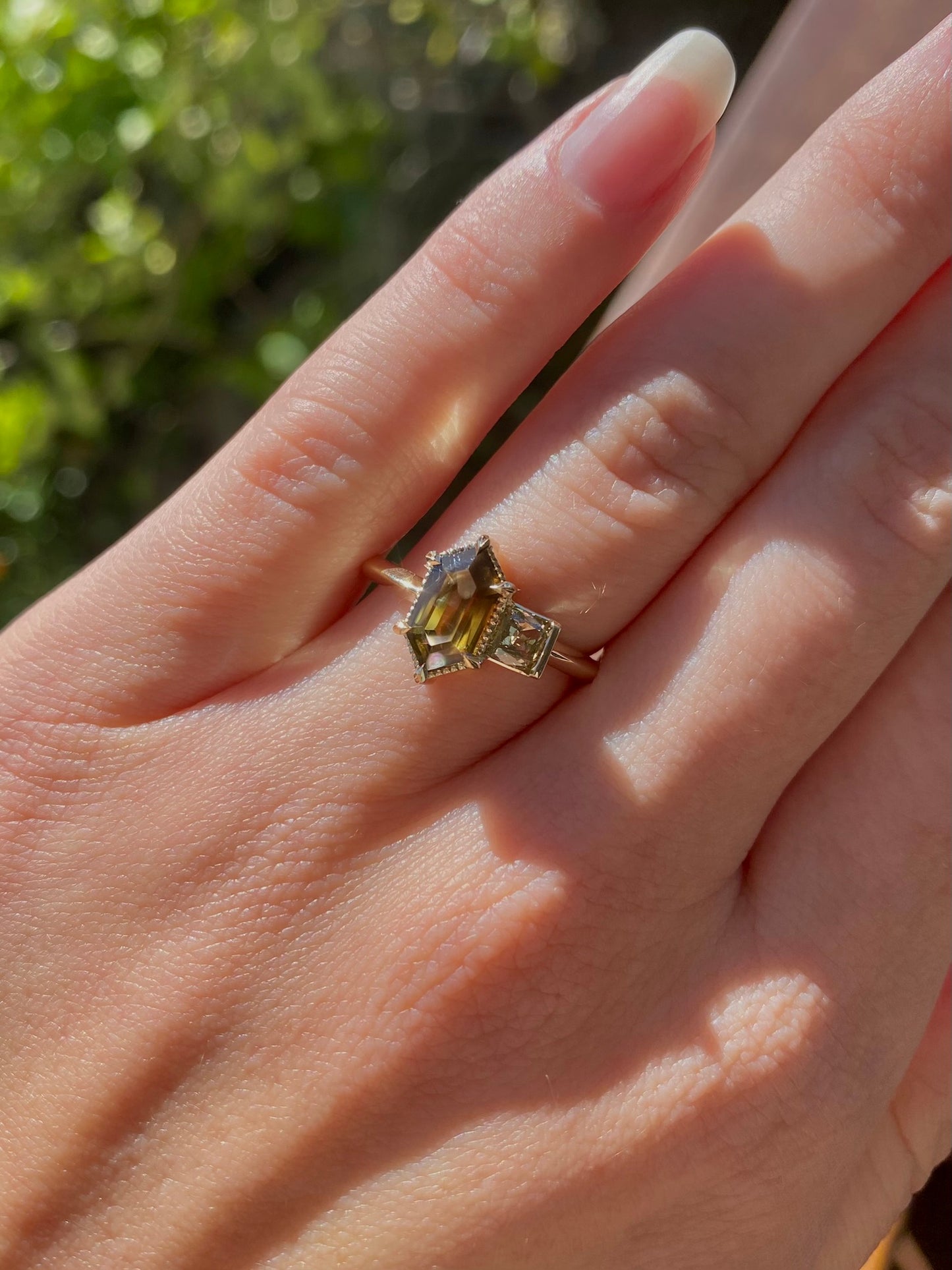 Sunlit Meadow Sapphire and Diamond Gold Ring