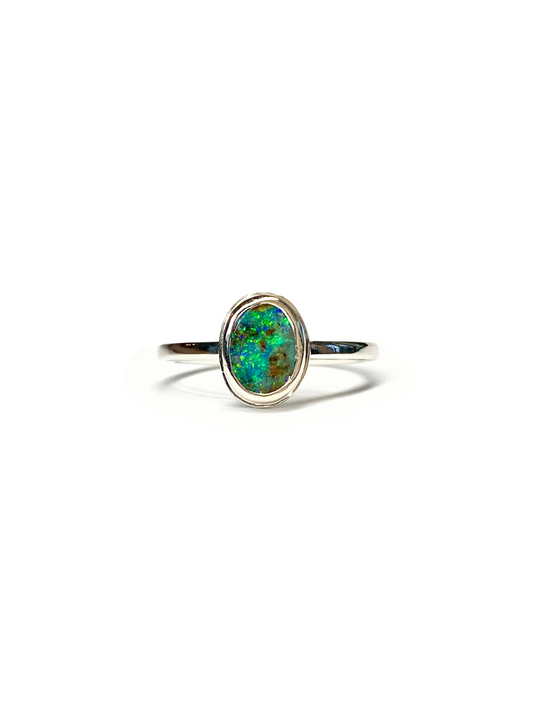 Teal Mini Galaxy Ring Silver