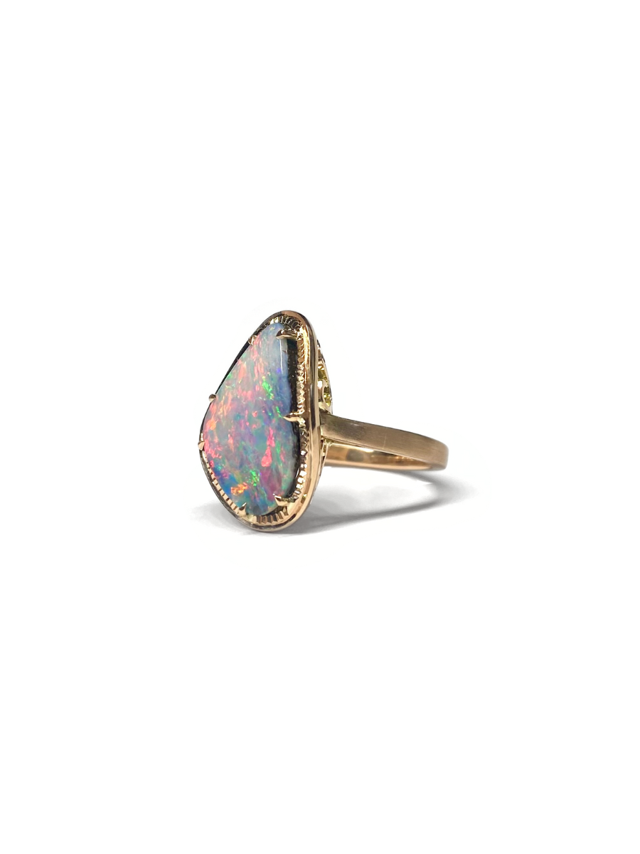 Twilight Bloom Opal Rose Gold Ring