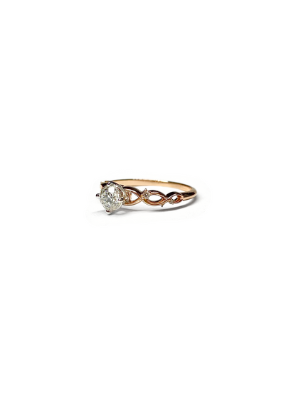 Twisting Shoulders Diamond and Rose Gold Ring