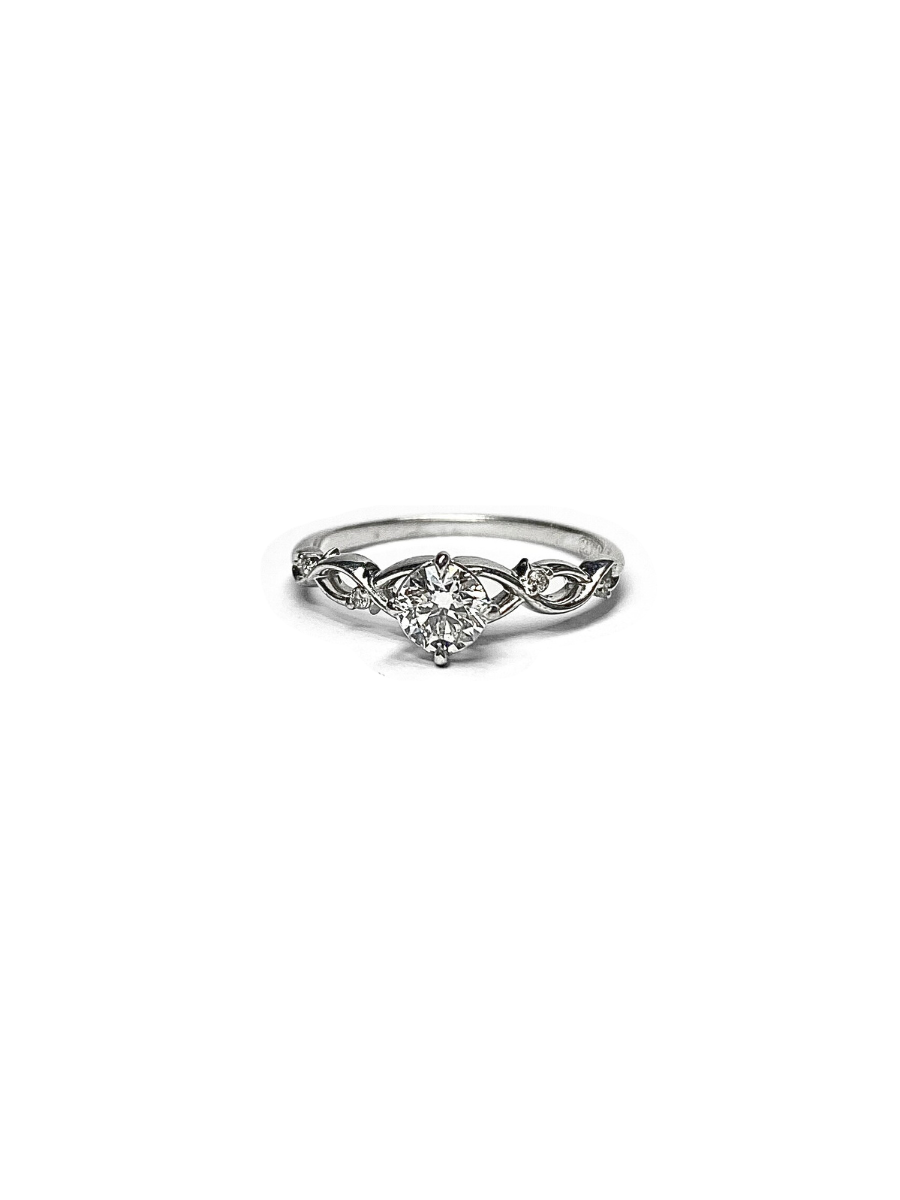 Twisting Shoulders Diamond and White Gold Ring