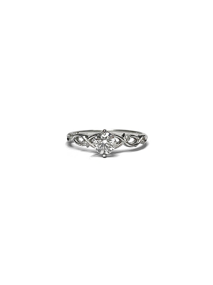 Twisting Shoulders Diamond and White Gold Ring