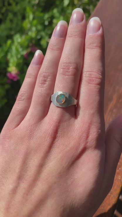 Rainbow Opal Signet Ring