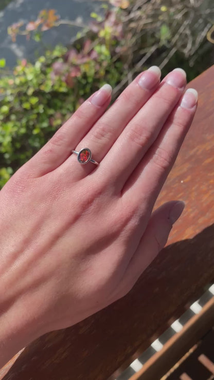 Moon Dust Red Opal Ring
