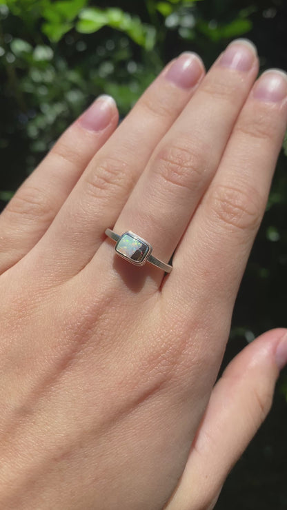 Snowflake Opal and Silver Ring