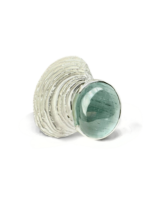 Coastal Shell and Aquamarine Ring