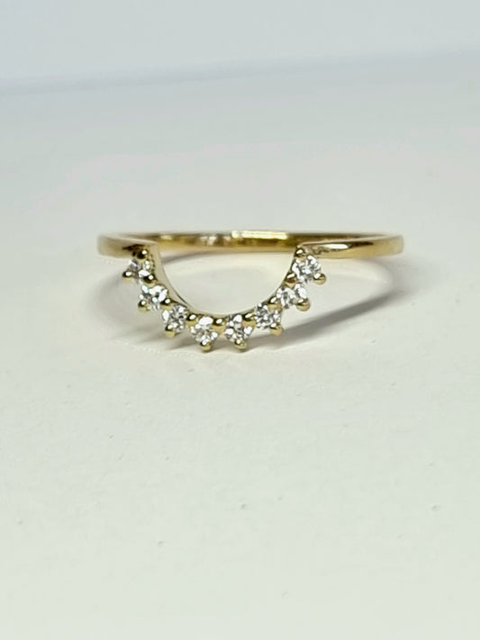 Half Diamond Halo Diamond Ring